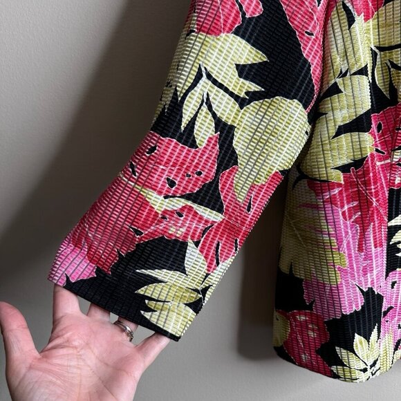 JOSEPH RIBKOFF Jacket Womens Size L Colorful Floral Full Zip Tropical Resortwear - Picture 4 of 14